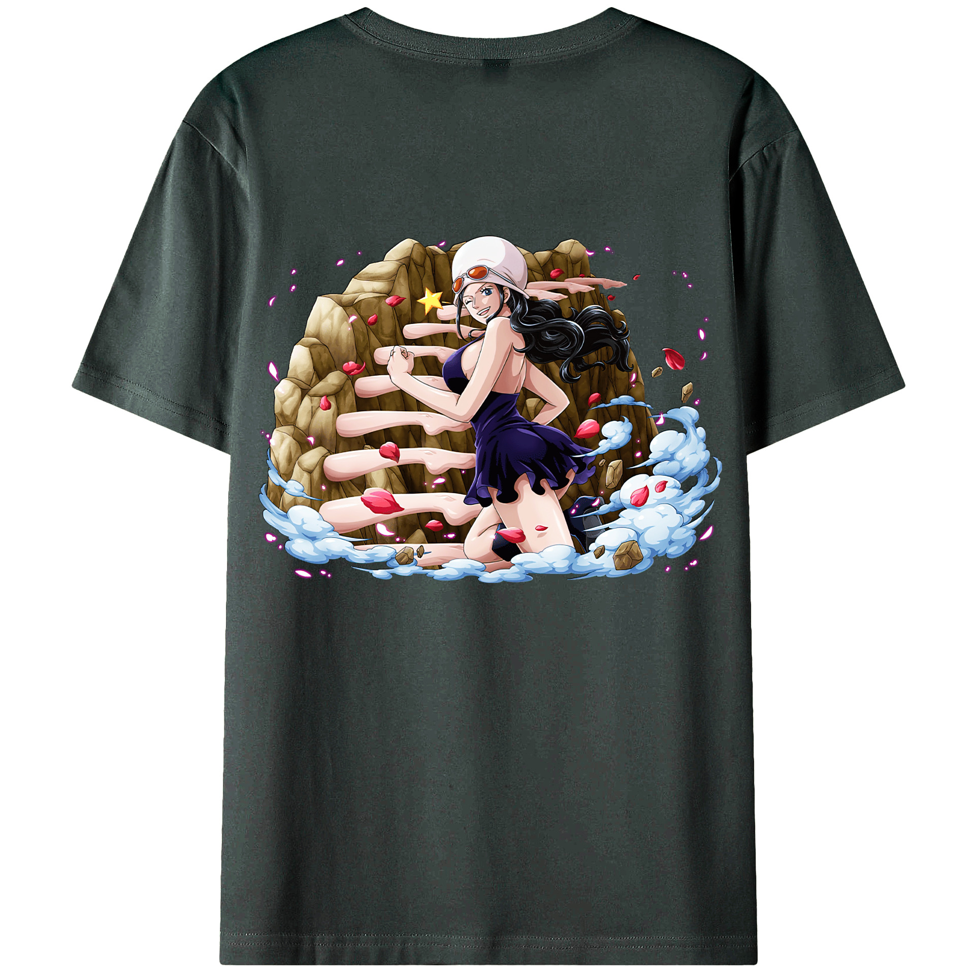 ワンピース ニコ・ロビン ONE PIECE Nico Robin 綿100％ メンズ半袖Tシャツ（バックプリント） 通気性